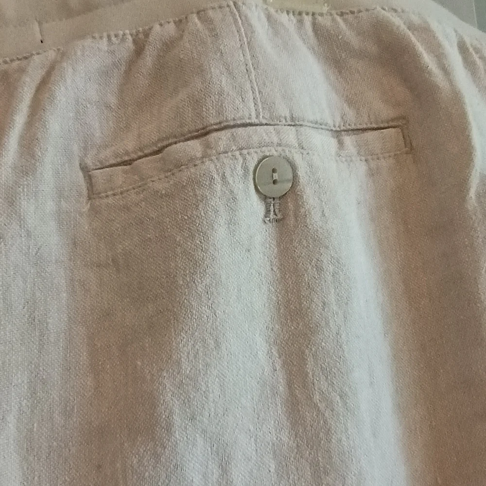 Gap XL Linen Viscose Blend Drawstring Pants Beige Tan Casual Relaxed Fit Cropped